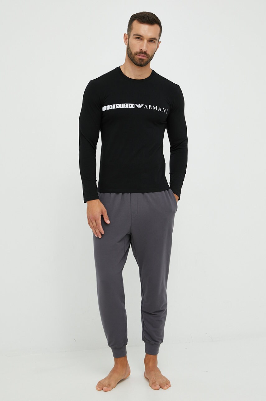 

Лонгслів Emporio Armani Underwear чоловічий колір чорний з принтом