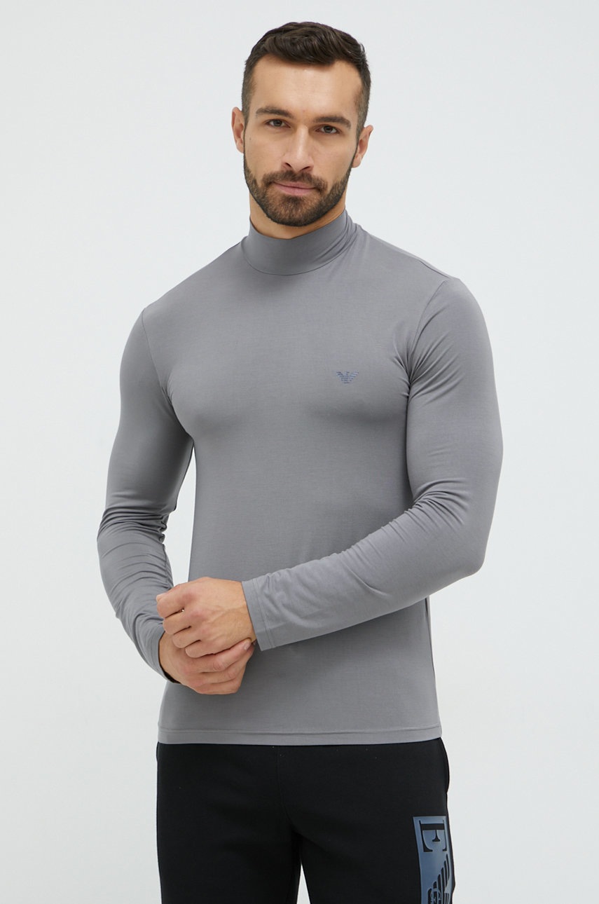 

Блуза с дълги ръкави Emporio Armani Underwear в сиво с принт, Сив