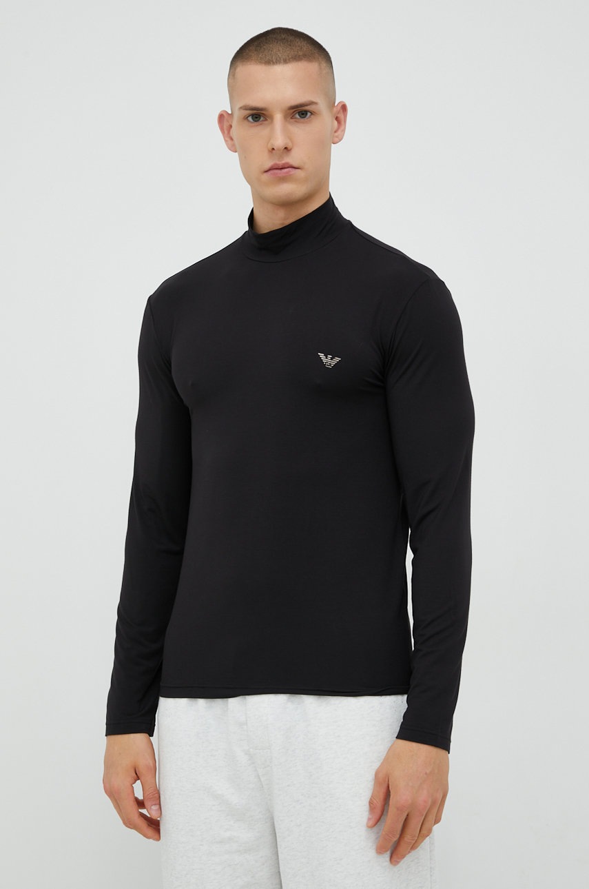 

Блуза с дълги ръкави Emporio Armani Underwear в черно с принт, Черен