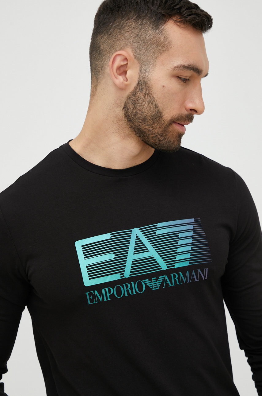 

Лонгслив EA7 Emporio Armani мужской цвет чёрный с принтом