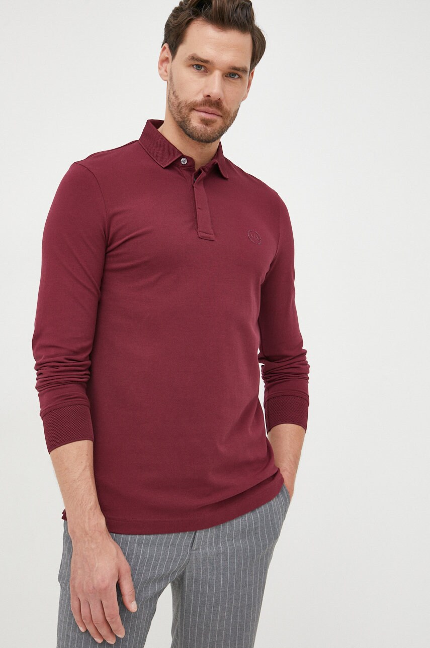Armani exchange longsleeve barbati, culoarea bordo, neted