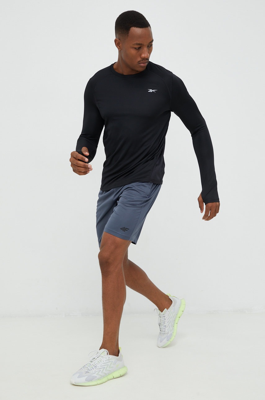 

Лонгслів до бігу Reebok колір чорний однотонний