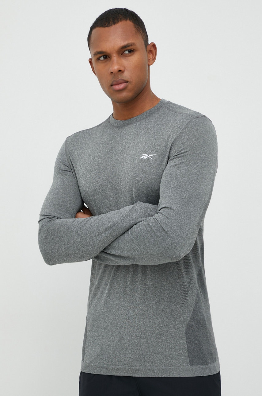 Reebok longsleeve de antrenament United By Fitness MyoKnit culoarea gri, modelator