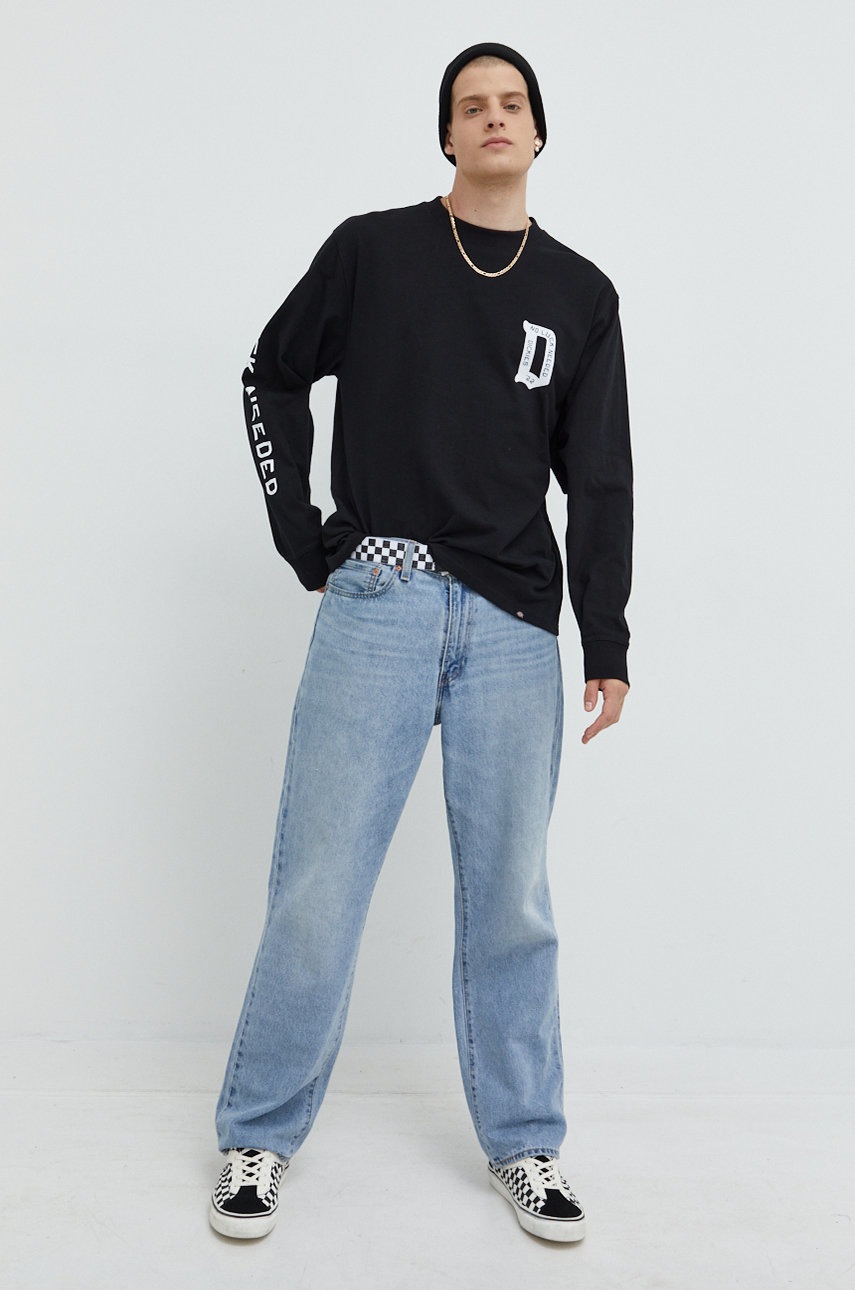 

Бавовняний лонгслів Dickies колір чорний з принтом
