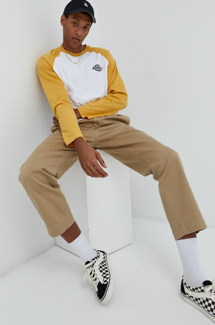 

Хлопковый лонгслив Dickies цвет жёлтый узорный