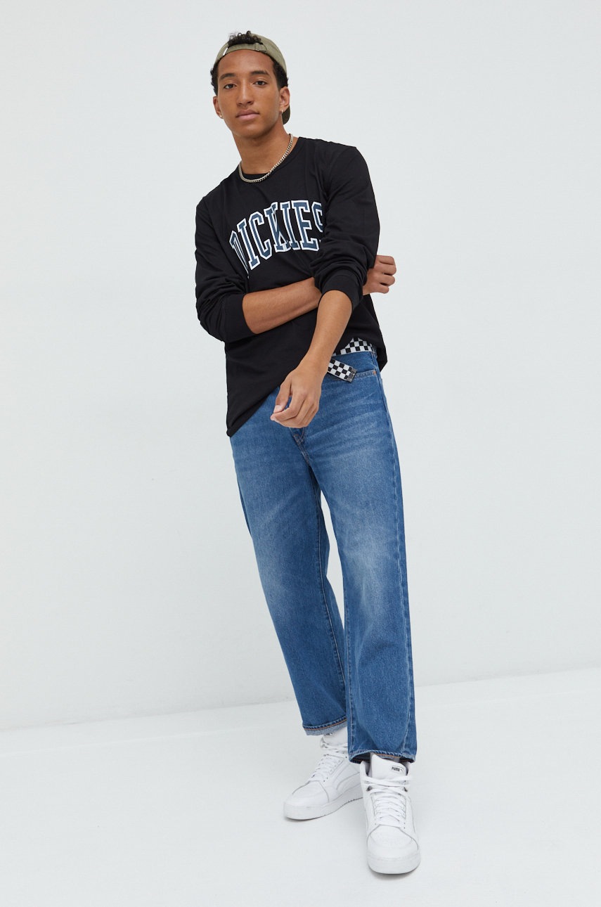 

Хлопковый лонгслив Dickies цвет чёрный с принтом