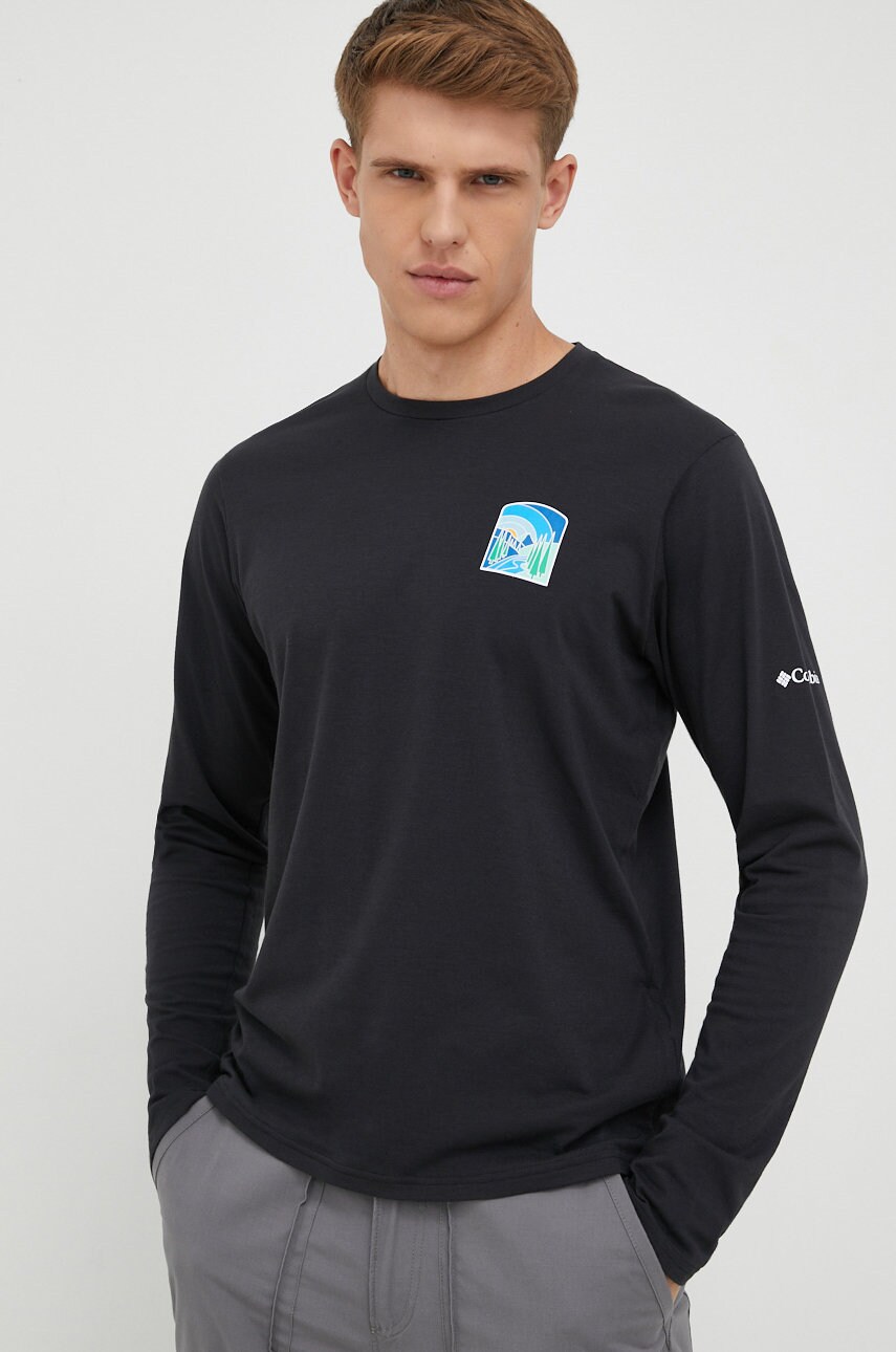 Columbia longsleeve barbati, culoarea negru, neted