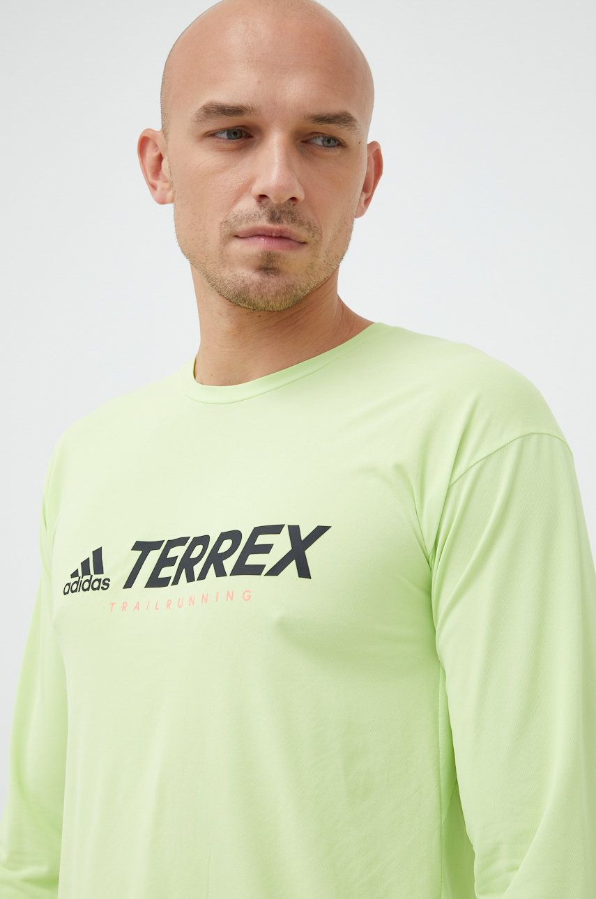 adidas TERREX longsleeve sport Trail culoarea verde, cu imprimeu