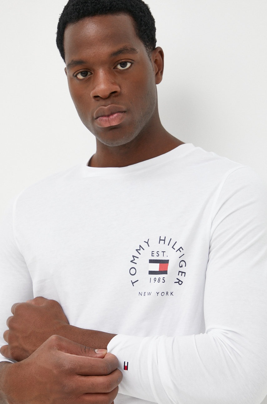 

Памучна блуза с дълги ръкави Tommy Hilfiger в бяло с изчистен дизайн, Бял
