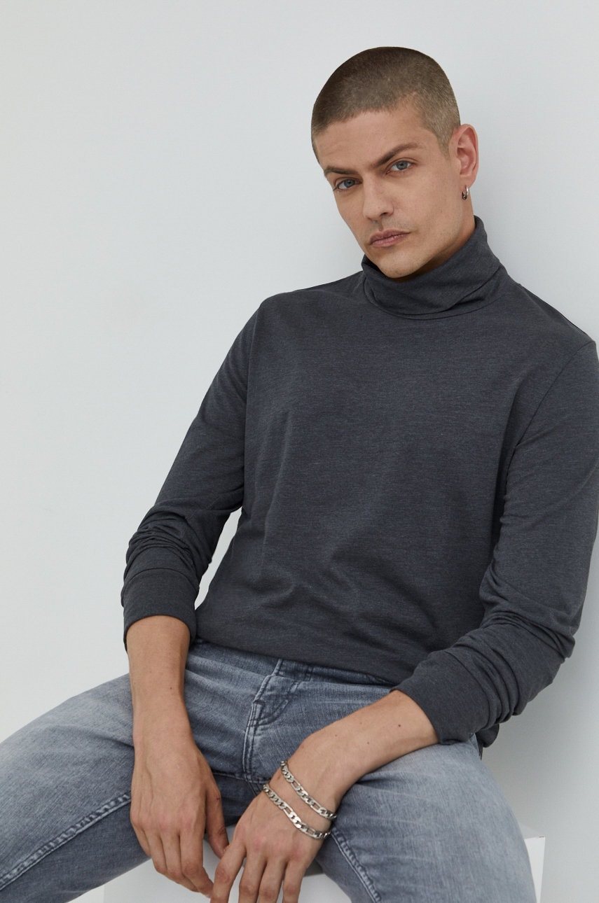 Produkt by jack & jones longsleeve barbati, culoarea gri, neted