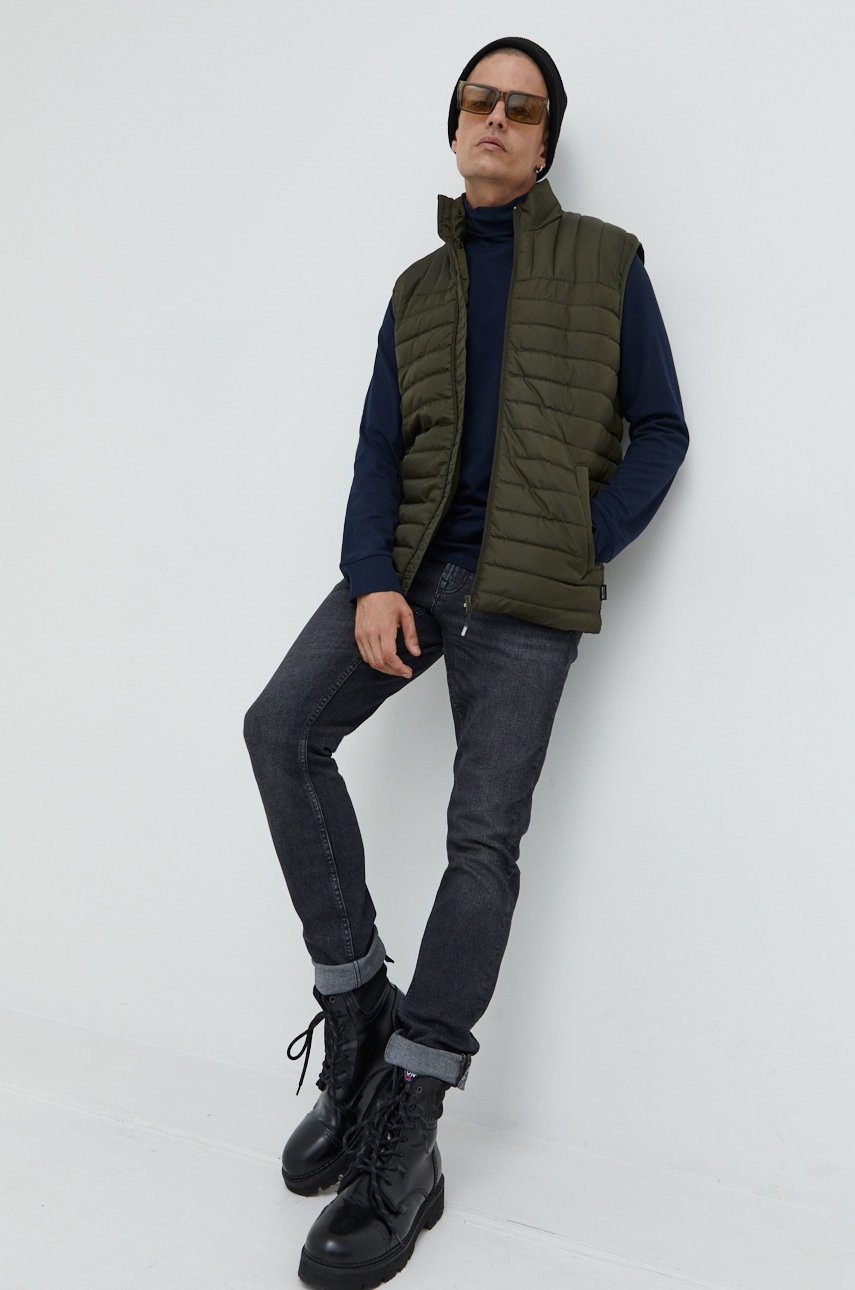 

Хлопковый лонгслив Produkt by Jack & Jones цвет синий однотонный