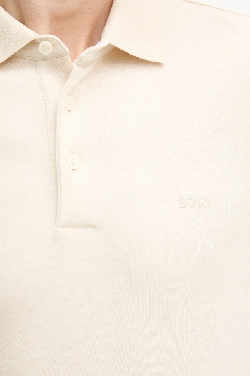 Βαμβακερή μπλούζα με μακριά μανίκια BOSS χρώμα: γκρι, 50468392 φωτογραφία