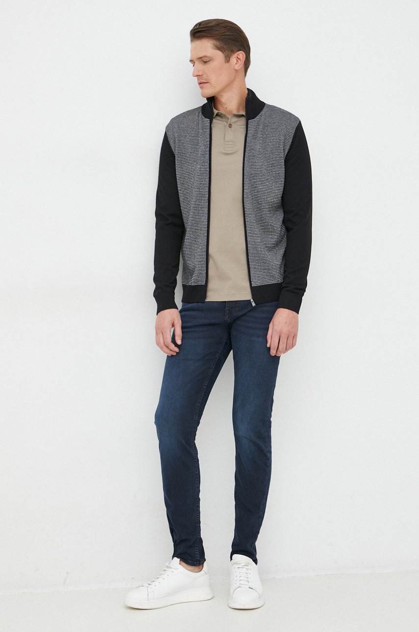 

Хлопковый лонгслив BOSS Boss Athleisure цвет зелёный однотонный