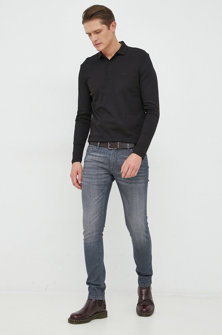 

Хлопковый лонгслив BOSS Boss Athleisure цвет чёрный однотонный