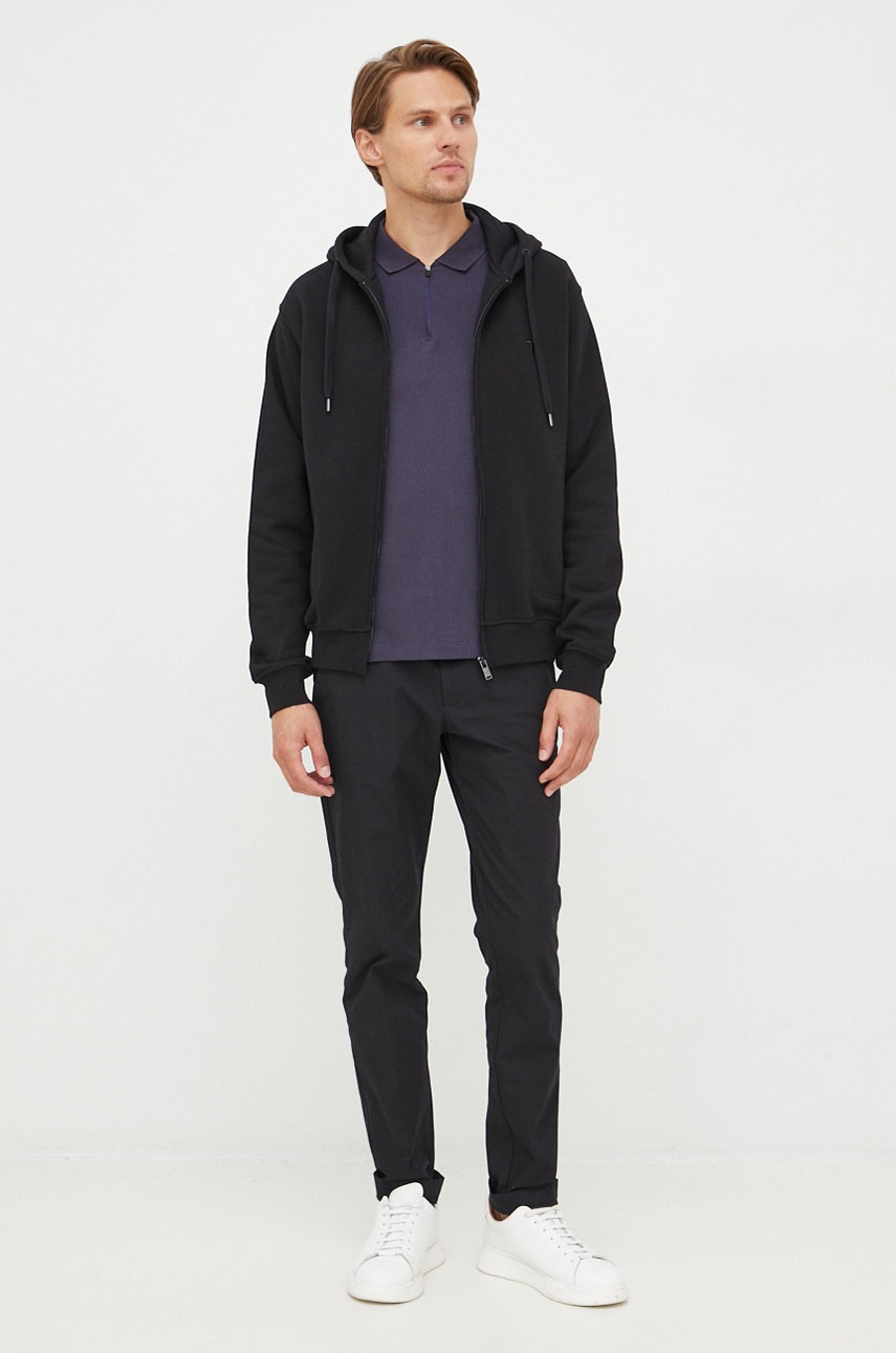 

Хлопковый лонгслив Trussardi цвет синий однотонный