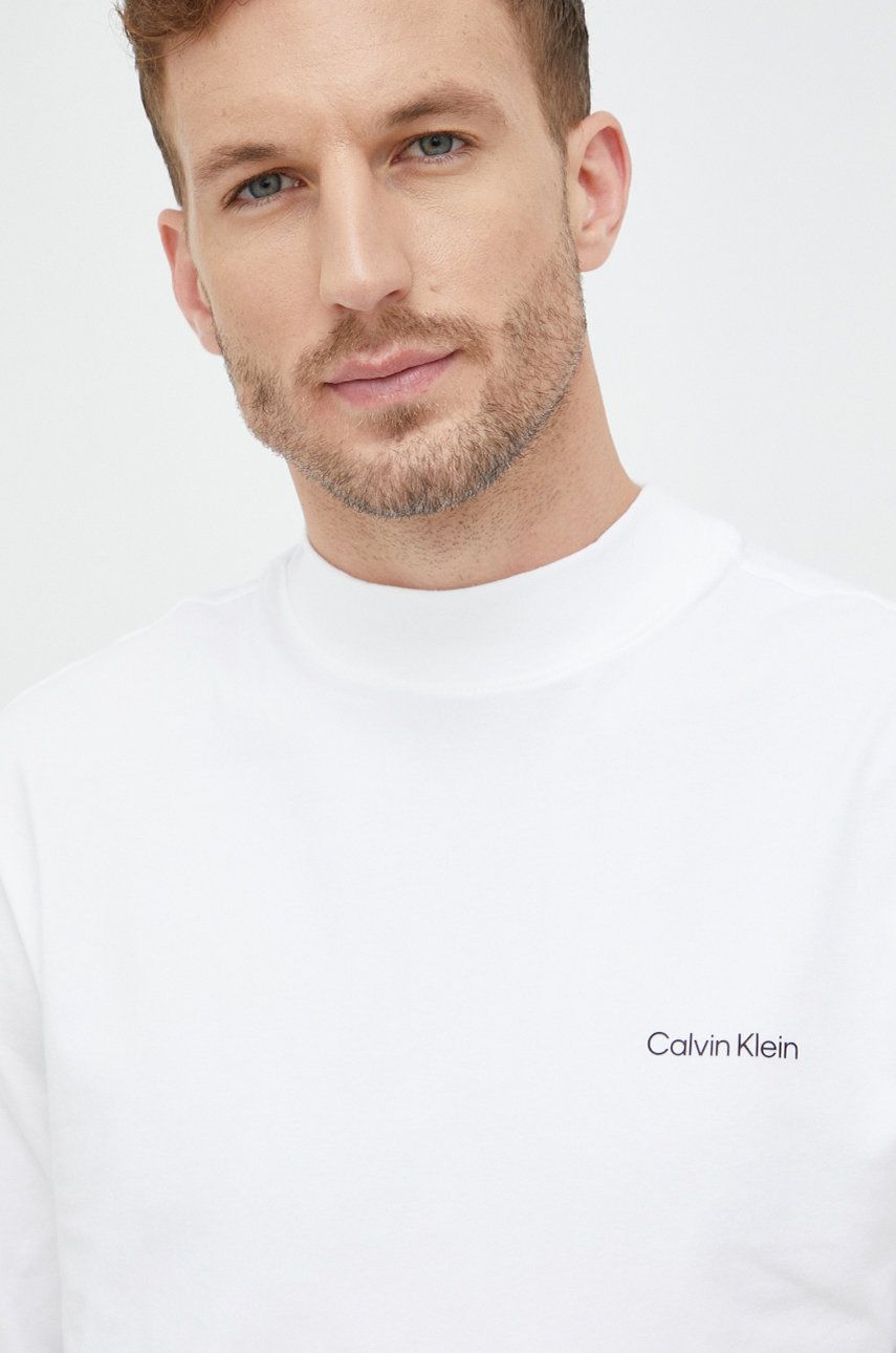 Tričko s dlouhým rukávem Calvin Klein bílá barva - bílá - 94 % Bavlna