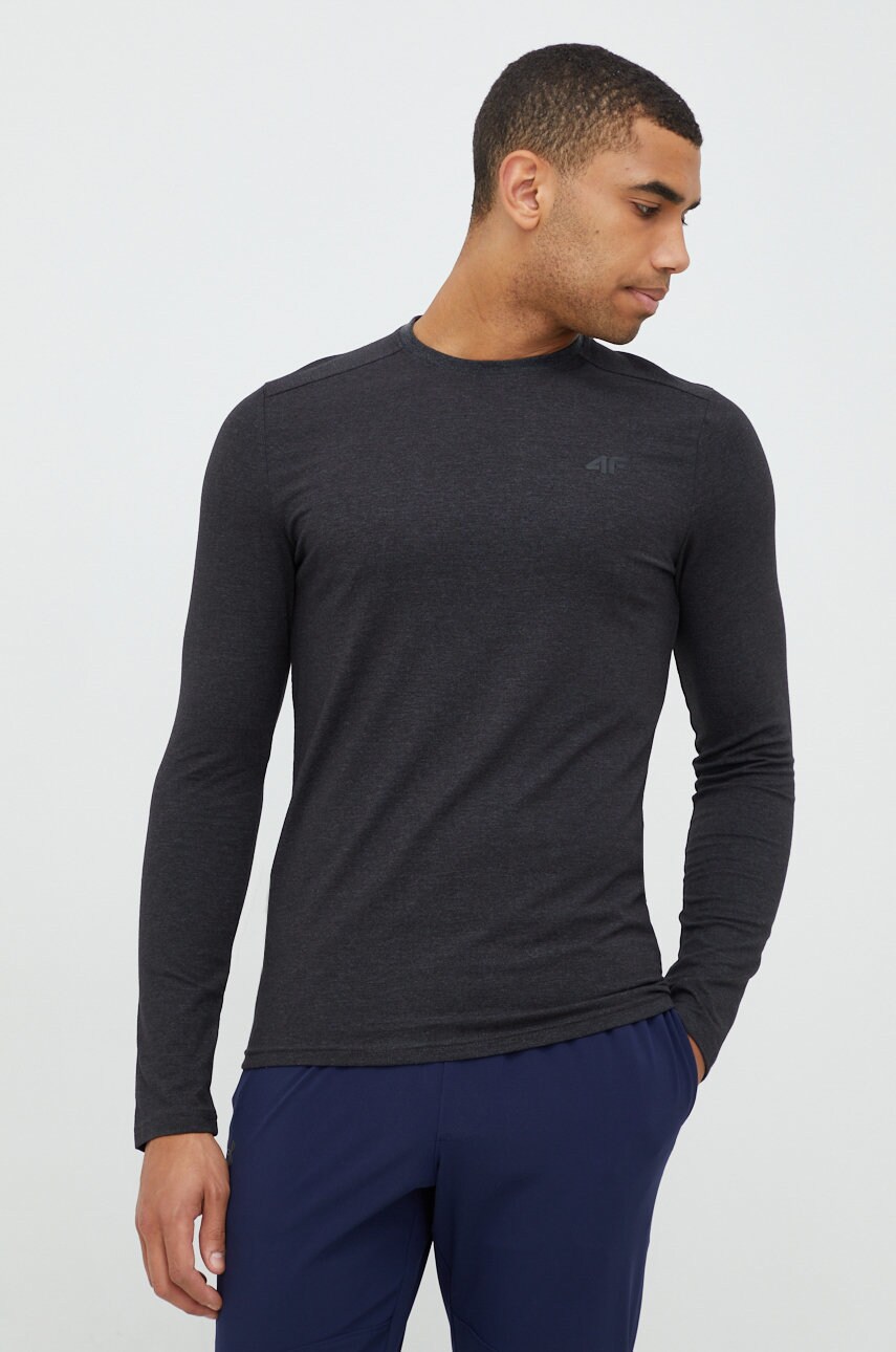 4f longsleeve barbati, culoarea gri, neted