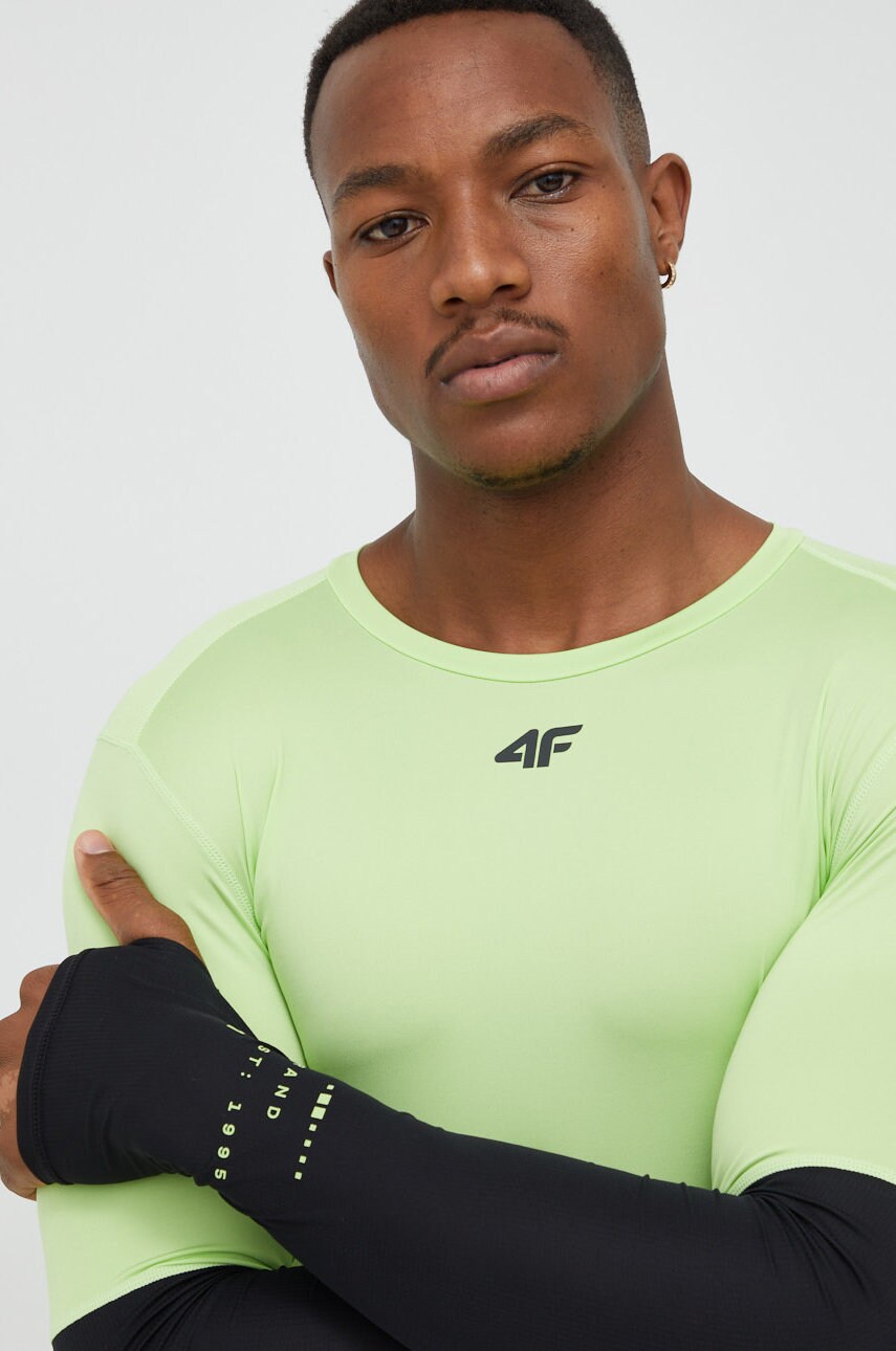 4f longsleeve pentru alergare culoarea verde, modelator