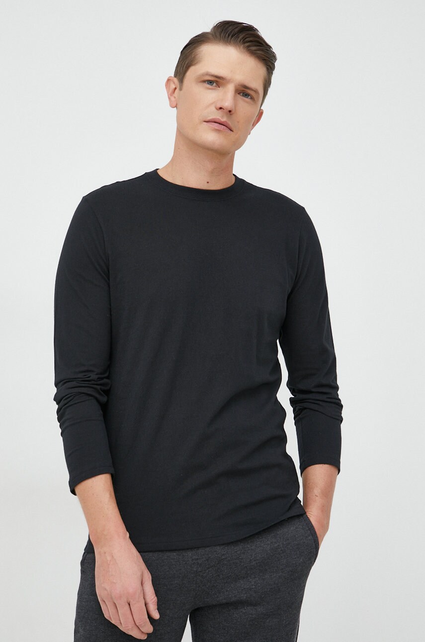 Gap longsleeve din bumbac culoarea negru, neted