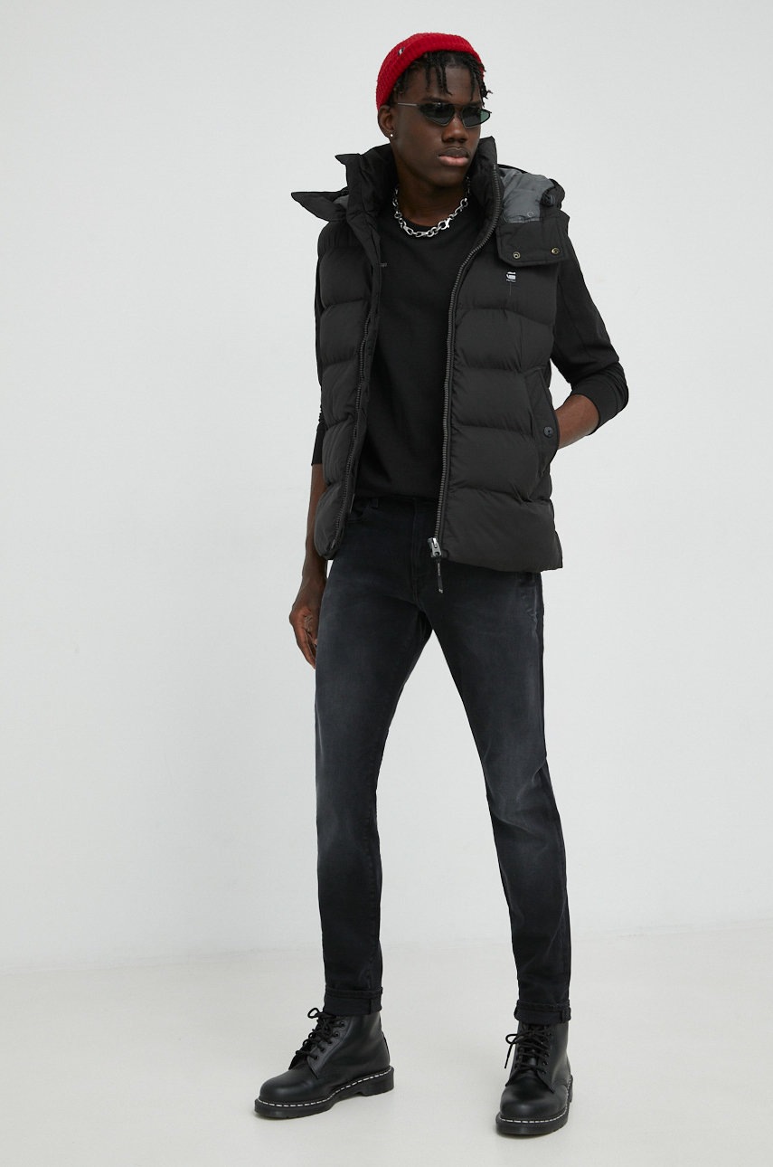 

Хлопковый лонгслив G-Star Raw цвет чёрный однотонный