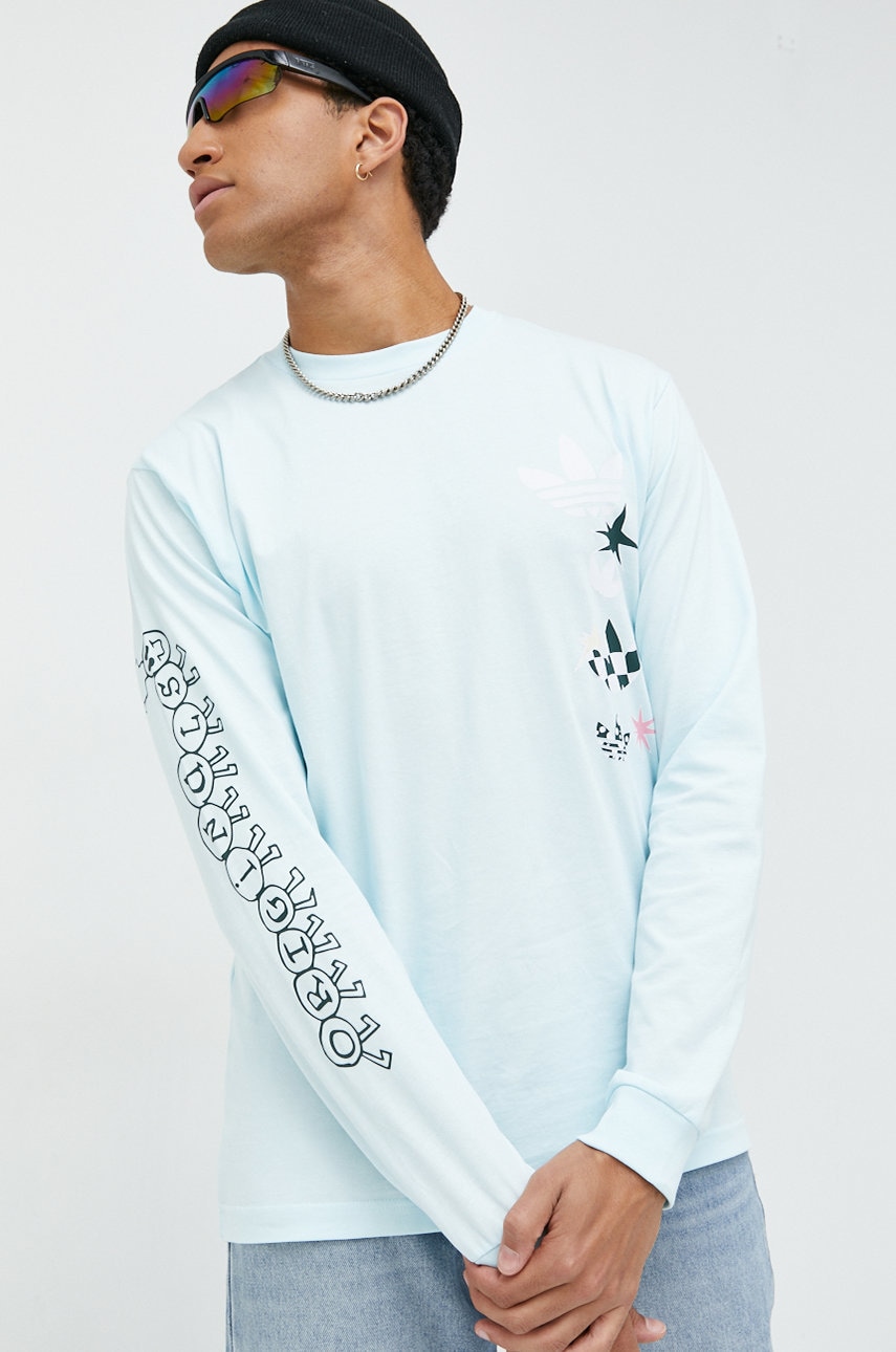 adidas Originals longsleeve din bumbac cu imprimeu