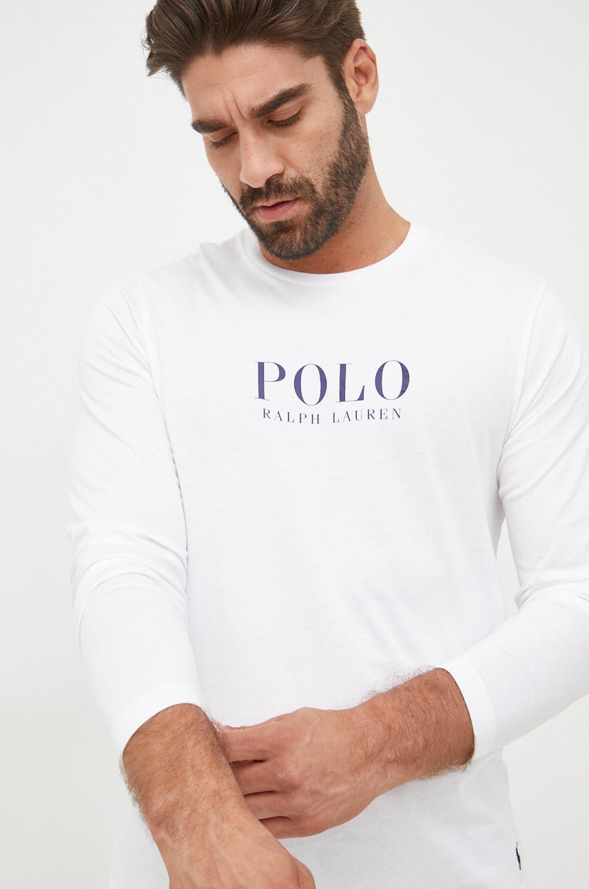 

Хлопковый лонгслив Polo Ralph Lauren цвет белый с принтом