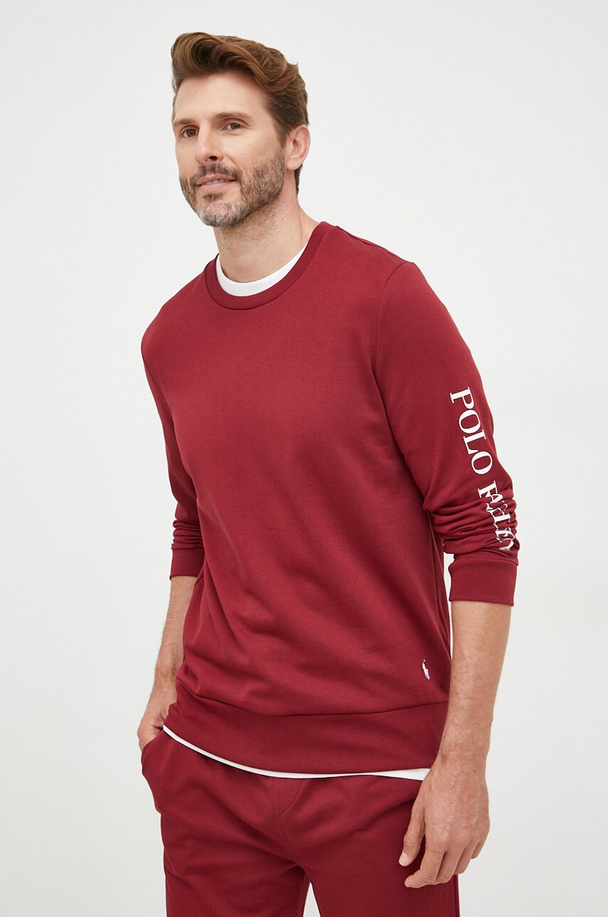 

Лонгслів Polo Ralph Lauren чоловічий колір бордовий з принтом