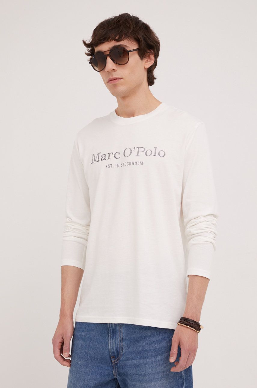Marc O'Polo longsleeve bawełniany kolor beżowy melanżowy