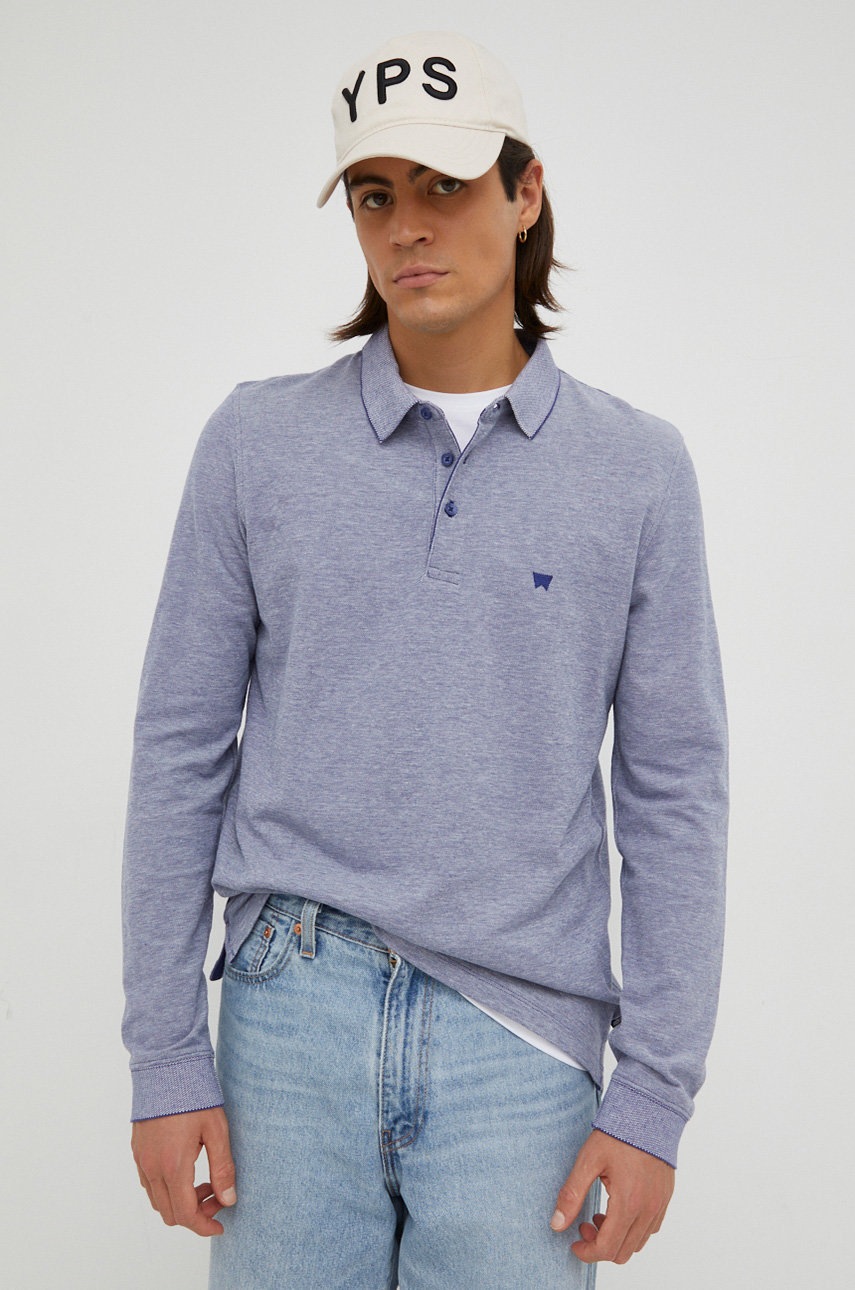 

Памучна блуза с дълги ръкави Wrangler меланж на, Син