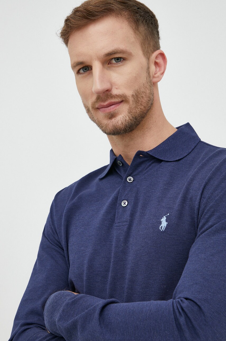 

Лонгслив Polo Ralph Lauren мужской цвет синий меланж