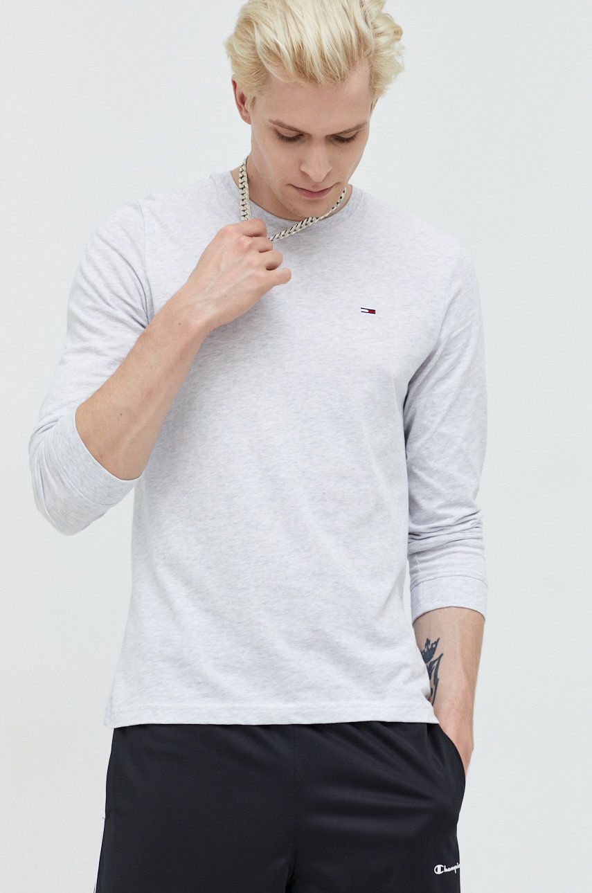 E-shop Bavlněné tričko s dlouhým rukávem Tommy Jeans šedá barva