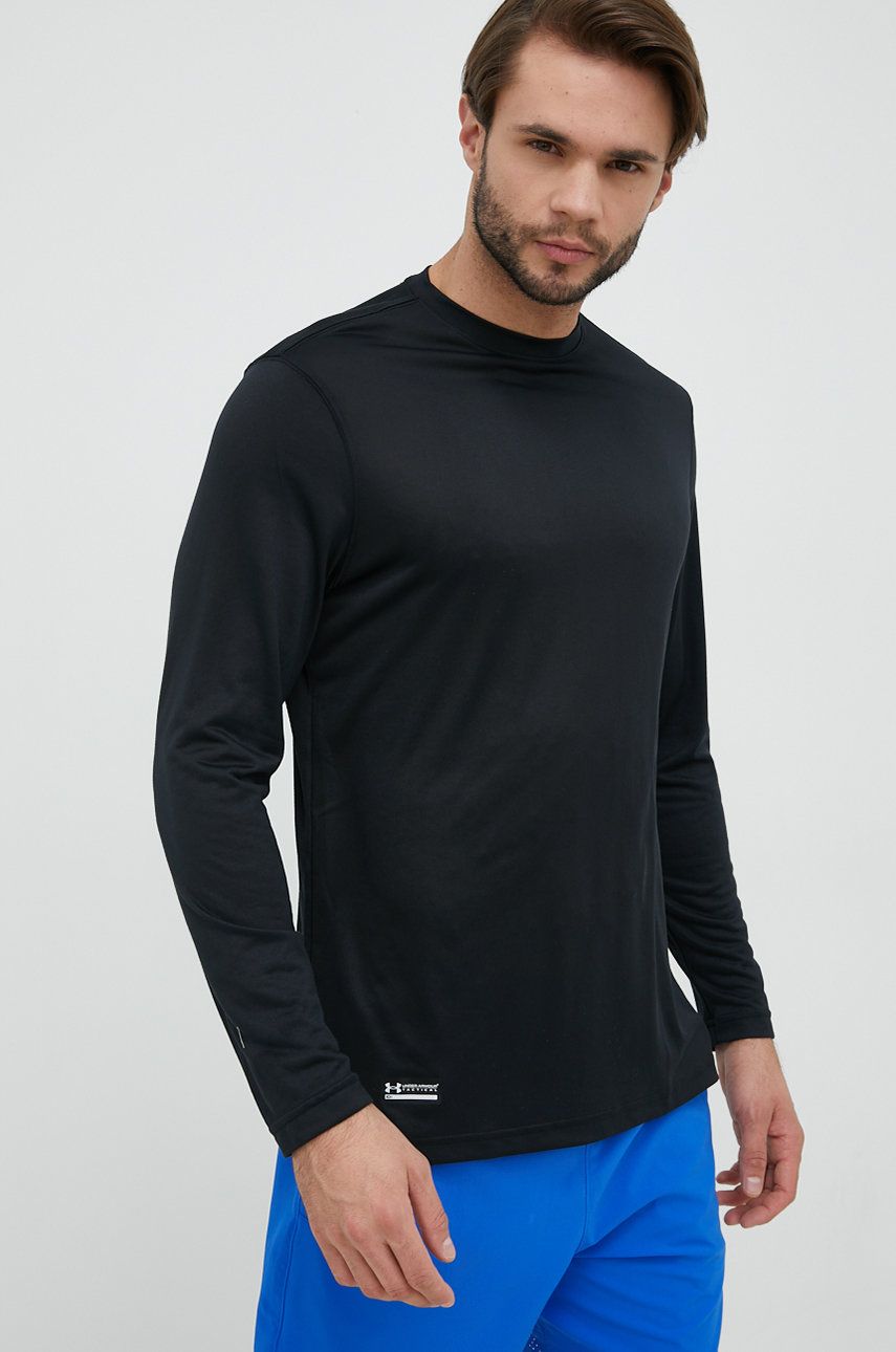 Tréninkové tričko s dlouhým rukávem Under Armour Tactical černá barva - černá -  100% Polyester