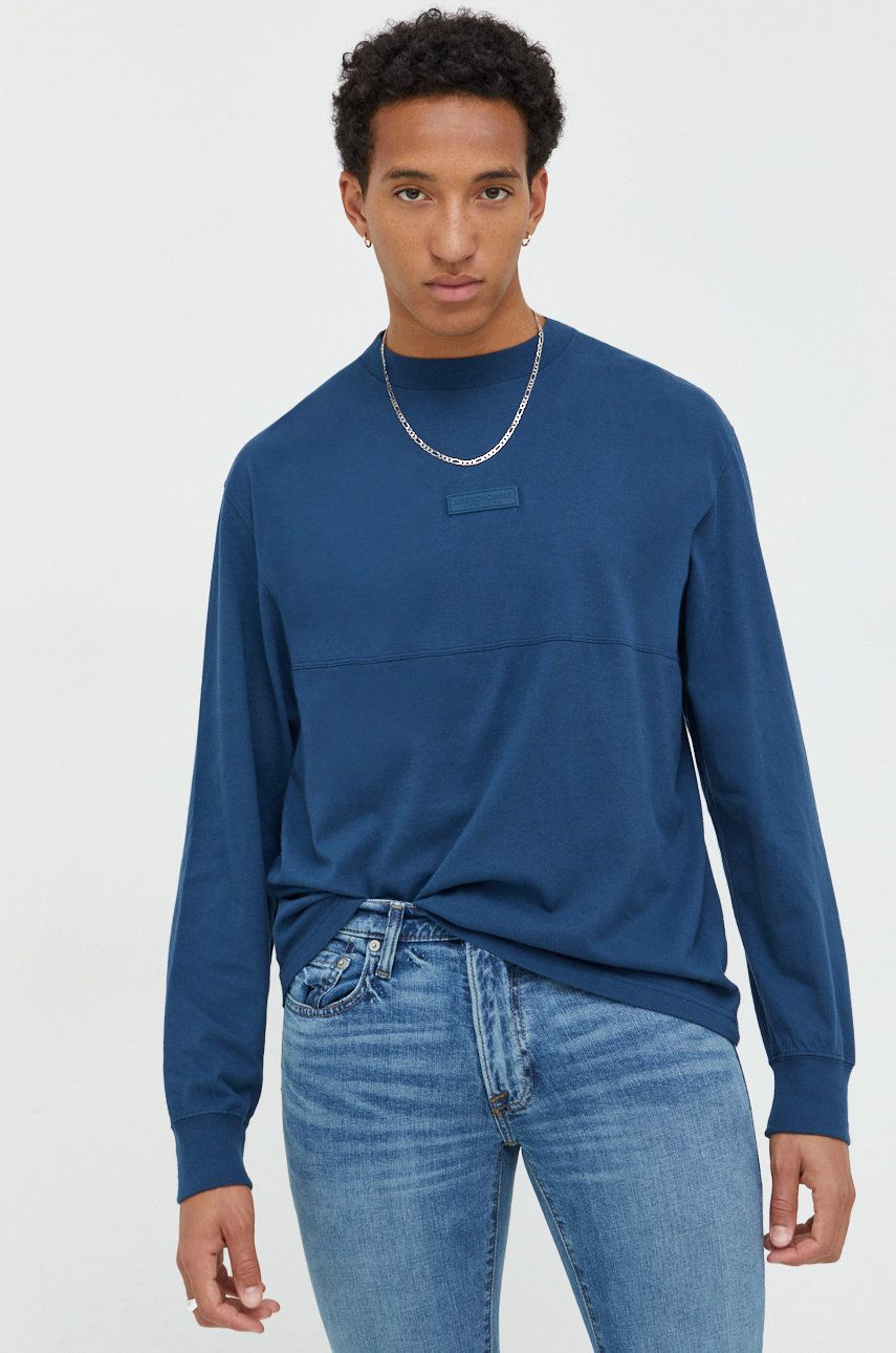 E-shop Bavlněné tričko s dlouhým rukávem Abercrombie & Fitch tmavomodrá barva