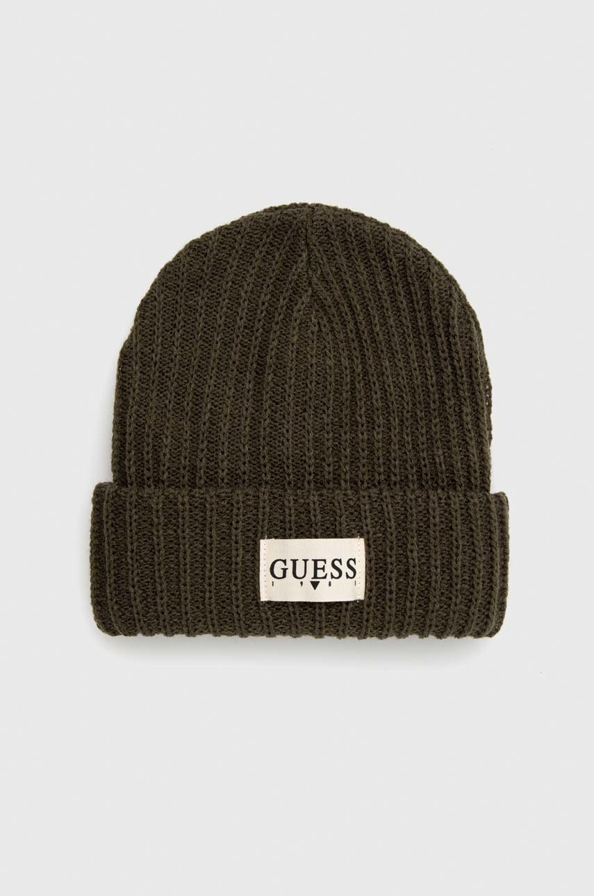 

Детска шапка Guess в зелено с фина плетка, Зелен