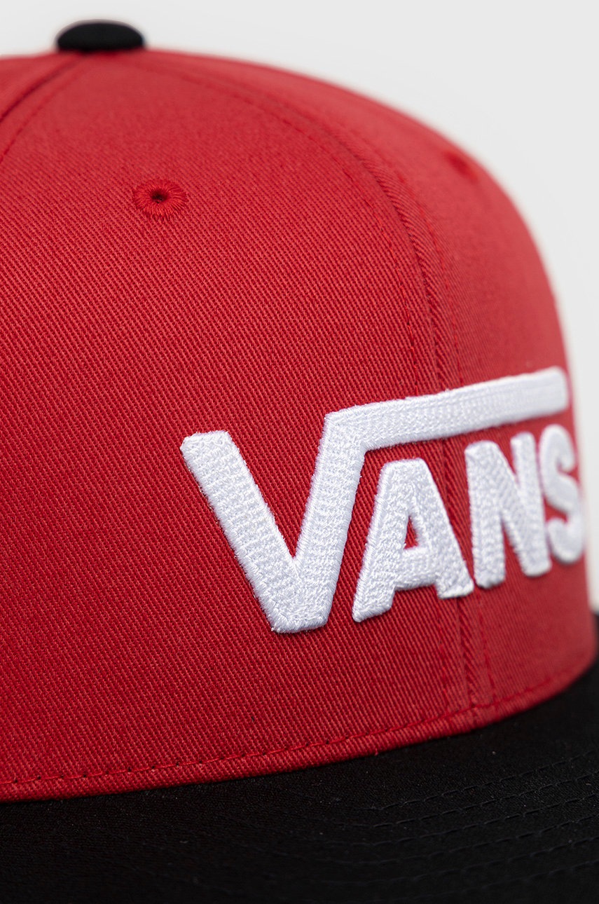 

Детская хлопковая кепка Vans цвет красный с аппликацией