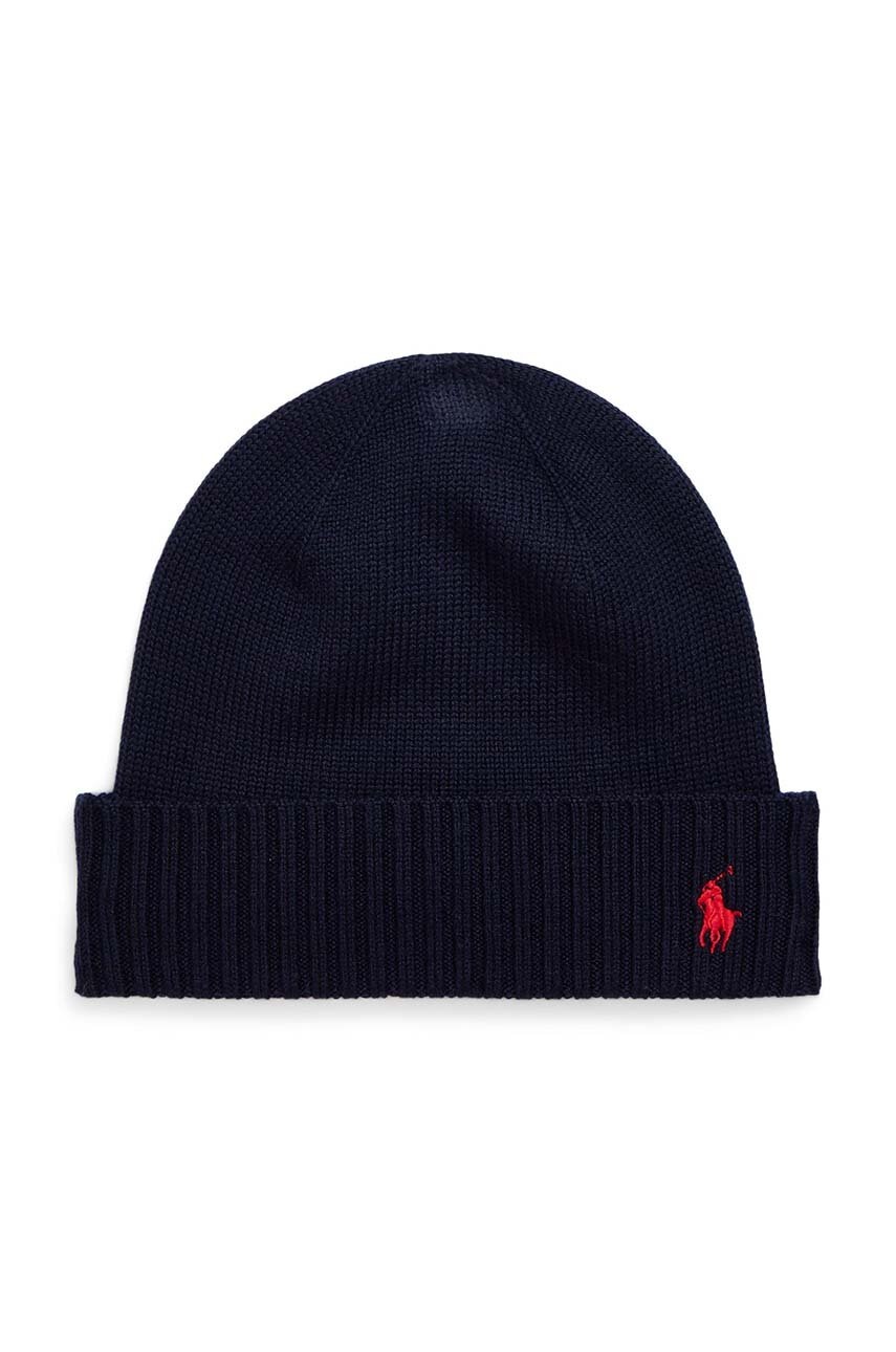 

Детская шапка Polo Ralph Lauren цвет синий из тонкого трикотажа