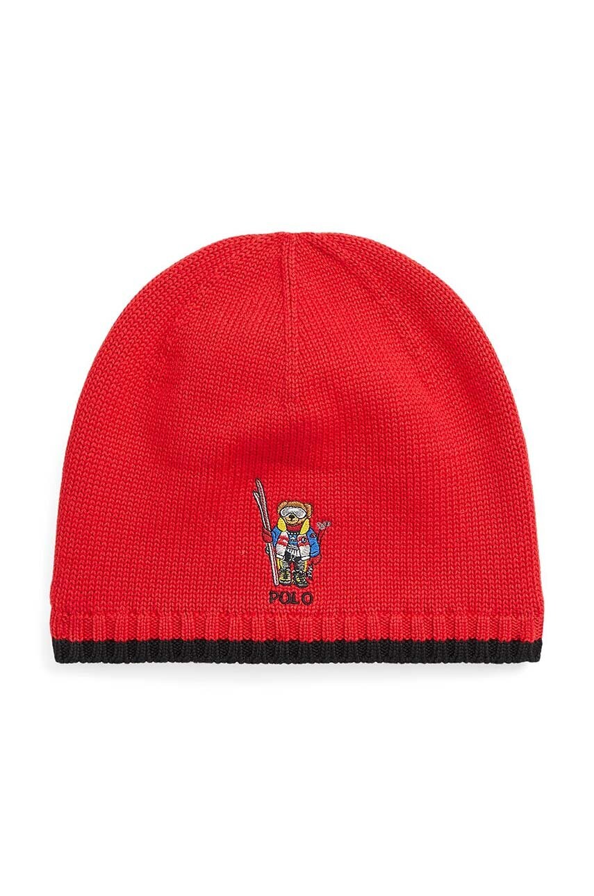 

Дитяча бавовняна шапка Polo Ralph Lauren колір червоний з тонкого трикотажу