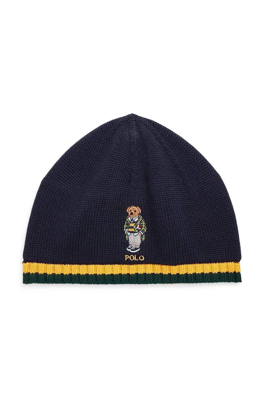 

Детская шапка Polo Ralph Lauren цвет синий из тонкого трикотажа