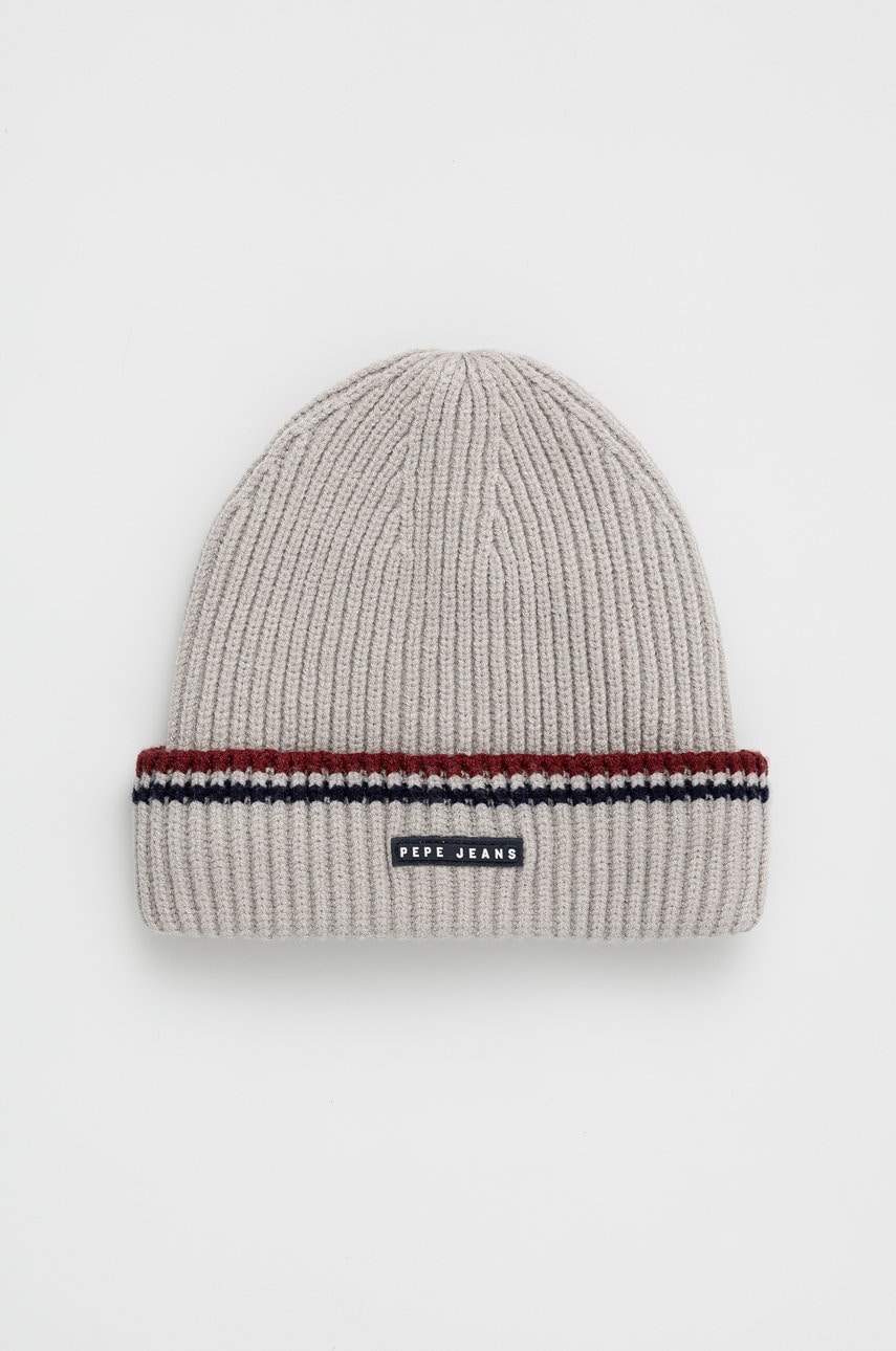 Pepe Jeans caciula copii culoarea gri, din tricot gros