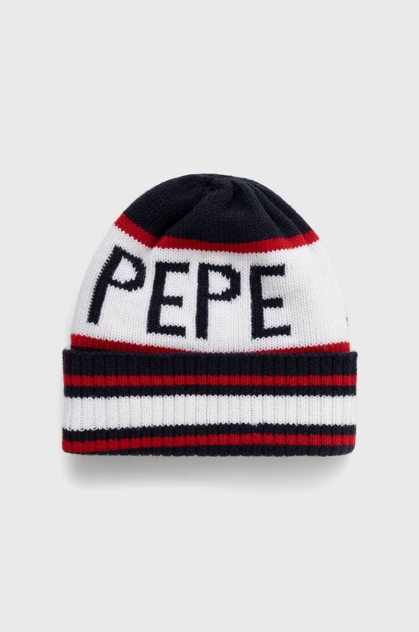 Pepe Jeans caciula copii culoarea albastru marin, din tricot gros