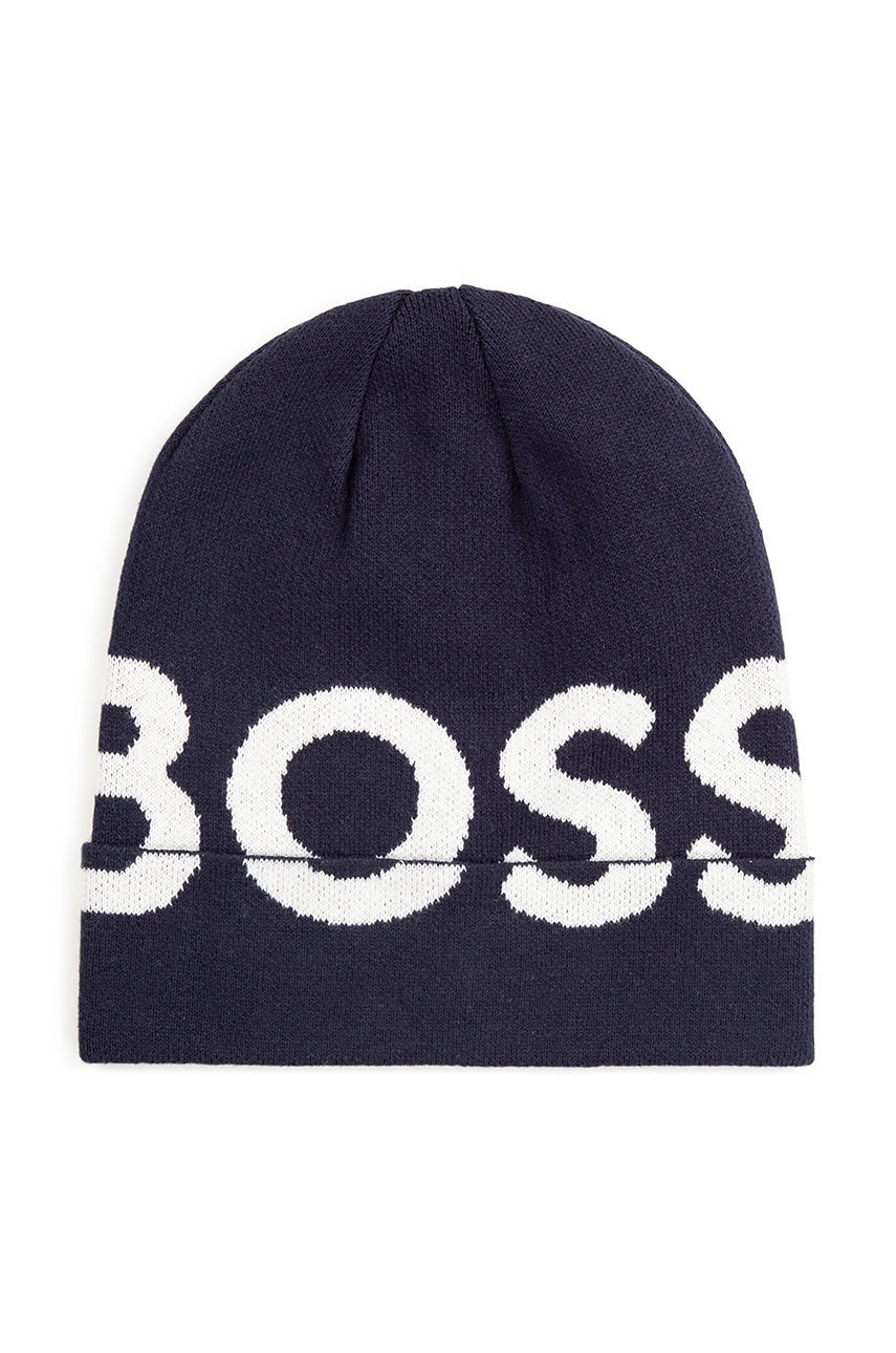 

Детская хлопковая шапка BOSS цвет синий