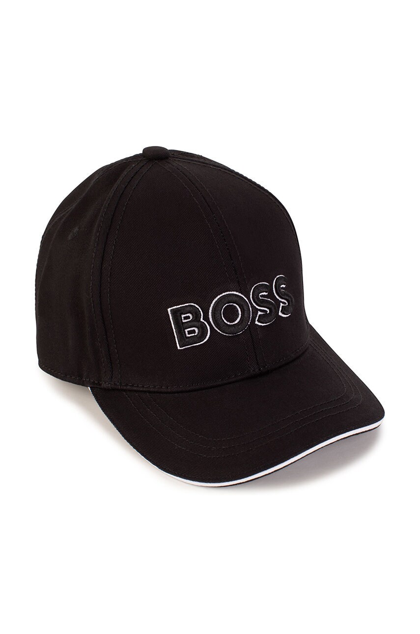

Детская шапка BOSS цвет чёрный с принтом