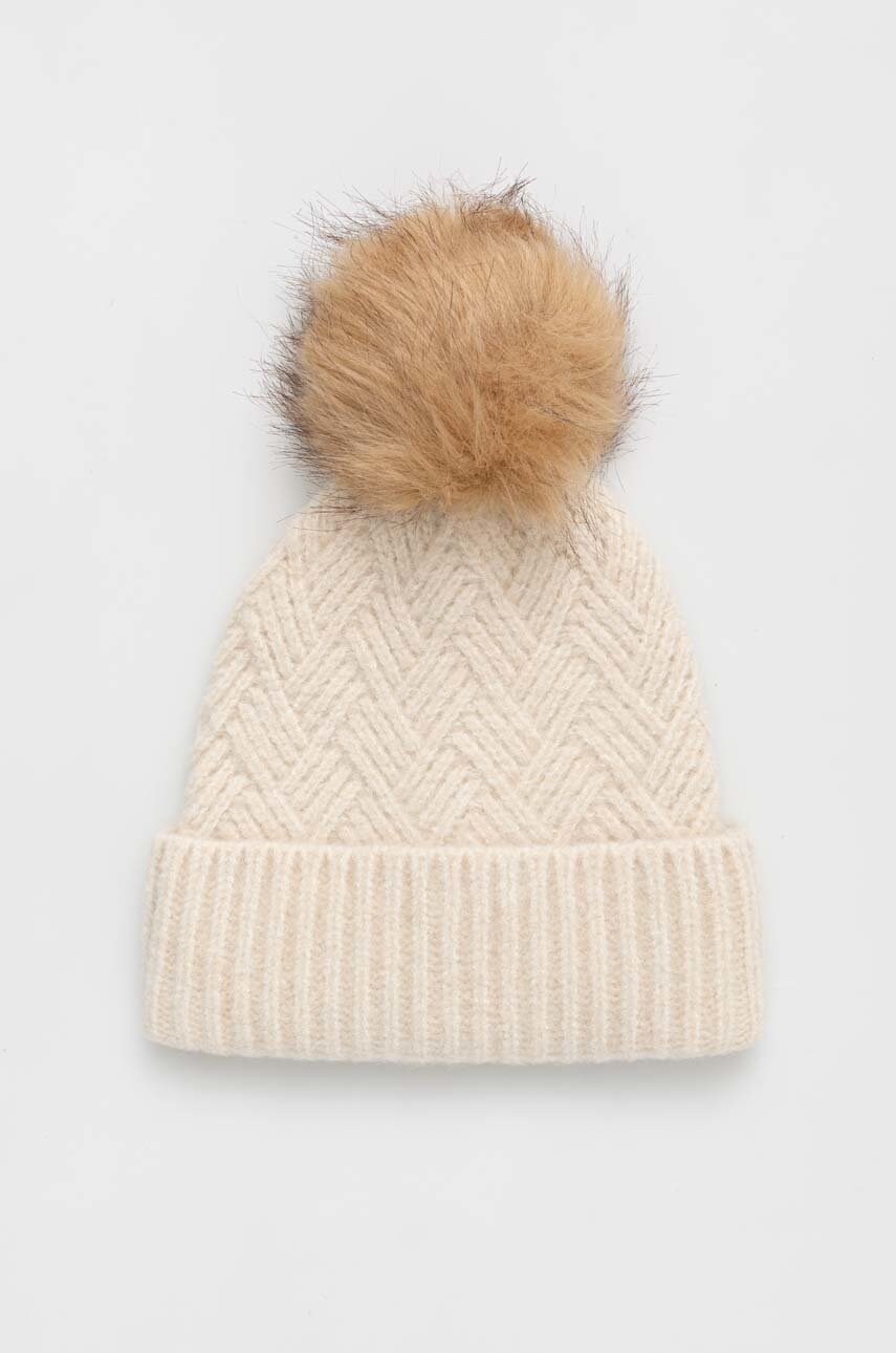 Only caciula din amestec de lana culoarea bej, din tricot gros