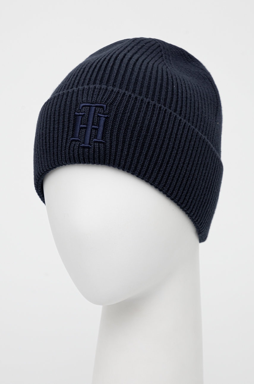 

Хлопковая шапка Tommy Hilfiger цвет синий хлопковая