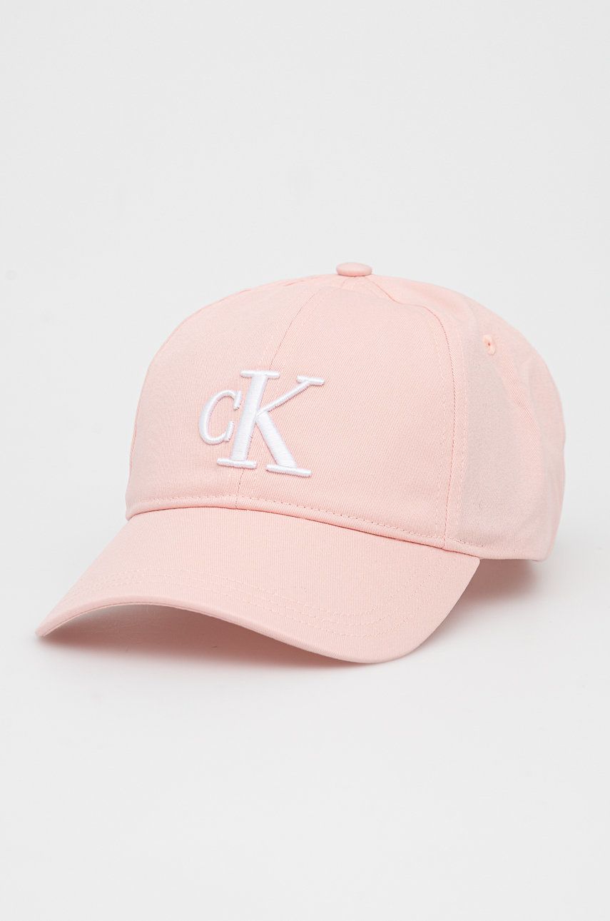 Calvin Klein Jeans czapka bawełniana K60K609808.9BYY kolor różowy z aplikacją