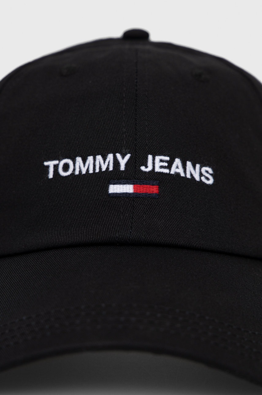 

Бавовняна кепка Tommy Jeans колір чорний з аплікацією
