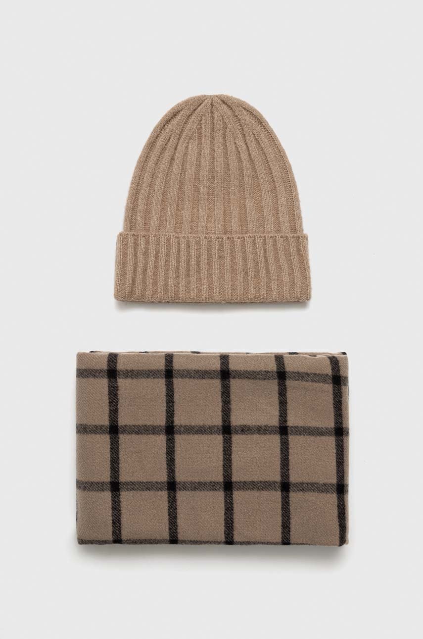 

Шапка и шал Pieces Arisma в бежово, Бежов
