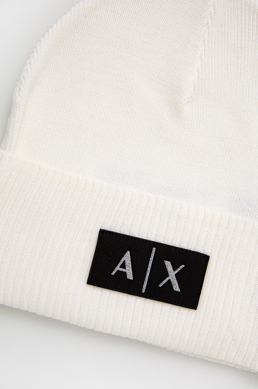 

Шерстяная шапка Armani Exchange цвет бежевый из тонкого трикотажа шерсть