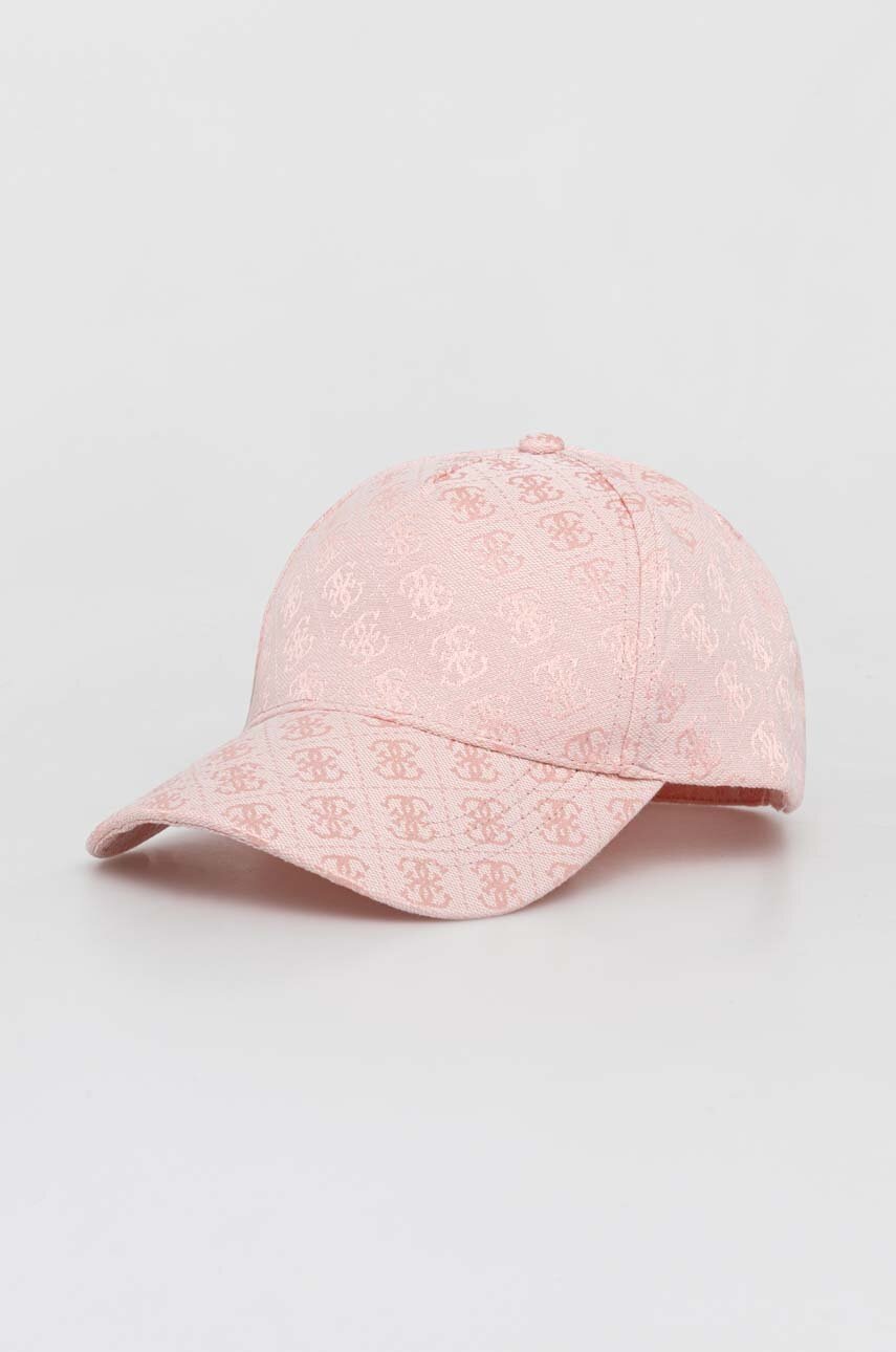 

Шапка с козирка Guess AVIANA в бежово с десен AW8860 POL01, Розов