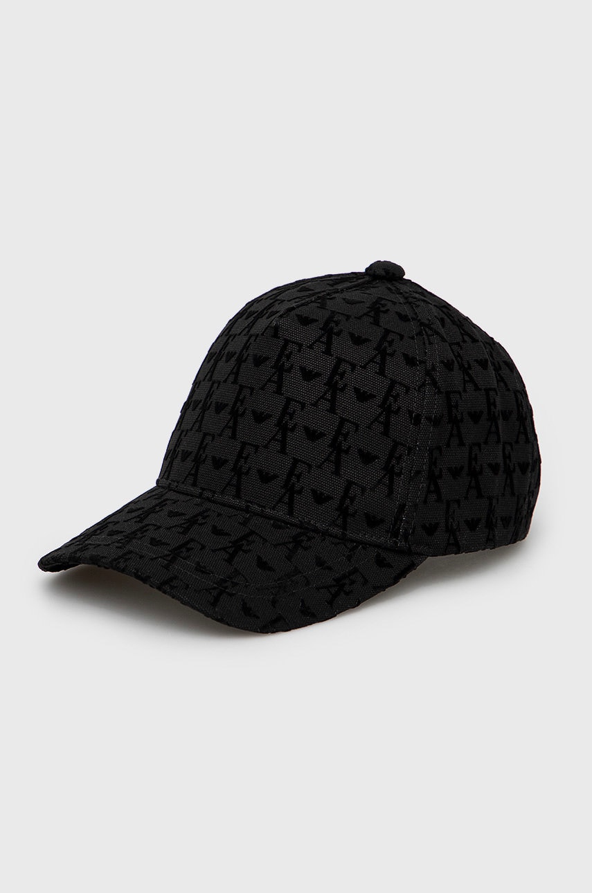 Emporio armani șapcă de baseball din bumbac culoarea negru, modelator